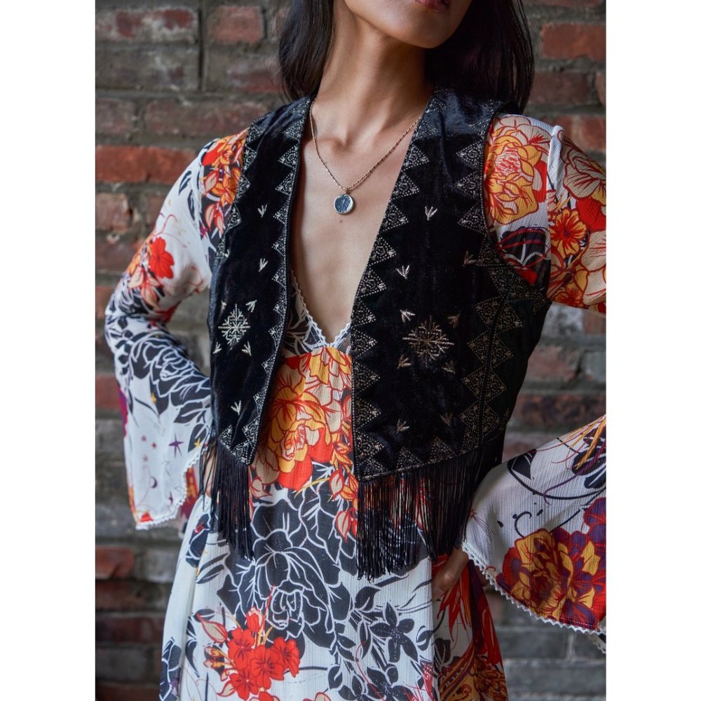 NWT Free People Ella Rocker Vest / Black